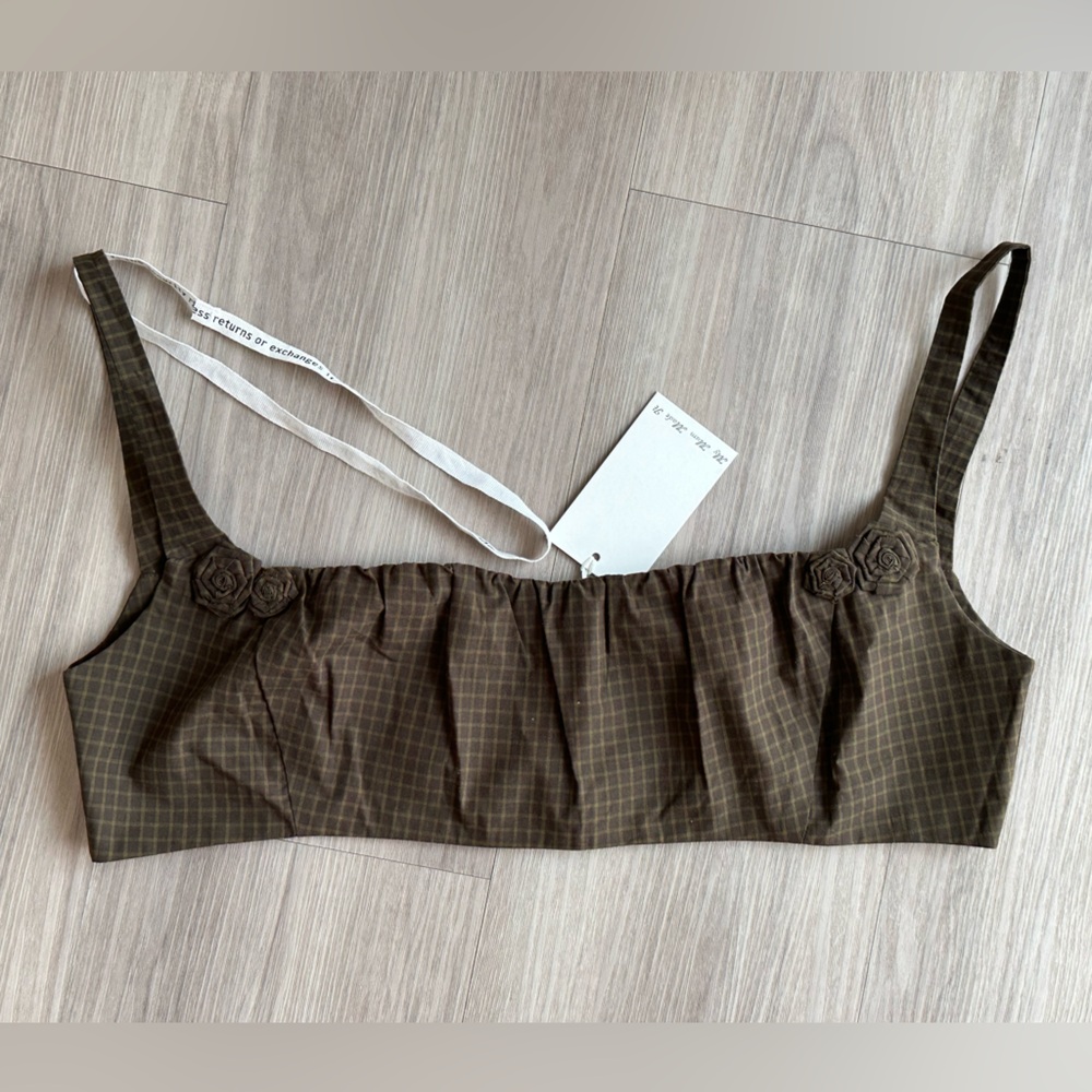 BNWT My Mum Made It Rosette Check bra in ivy check